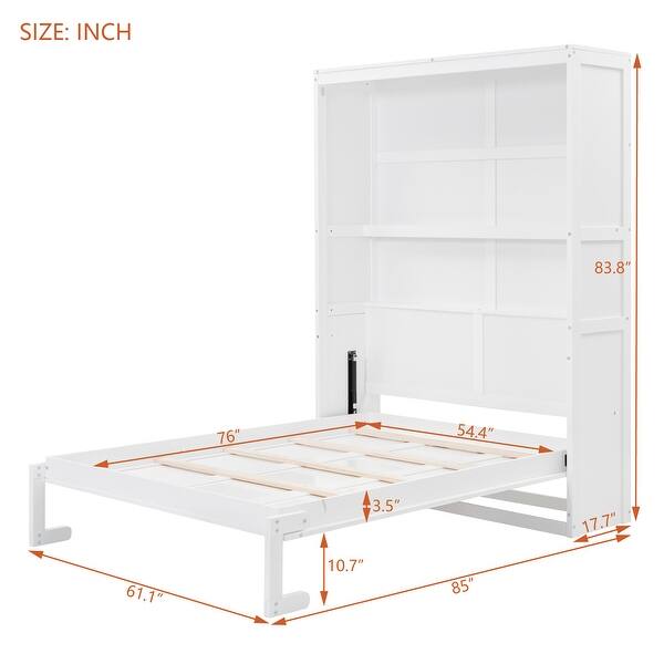 dimension image slide 3 of 4, Murphy Bed Wall Bed with Shelves