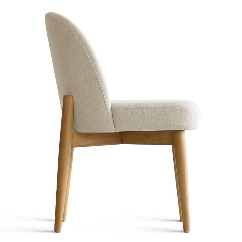 Modern Linen-Blend Parsons Dining Chairs with Solid Wood Legs