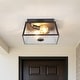 preview thumbnail 13 of 21, 2-Light Black Outdoor Farmhouse Flush Mount Ceiling Light 11"W - with Motion Sensor and diffuser