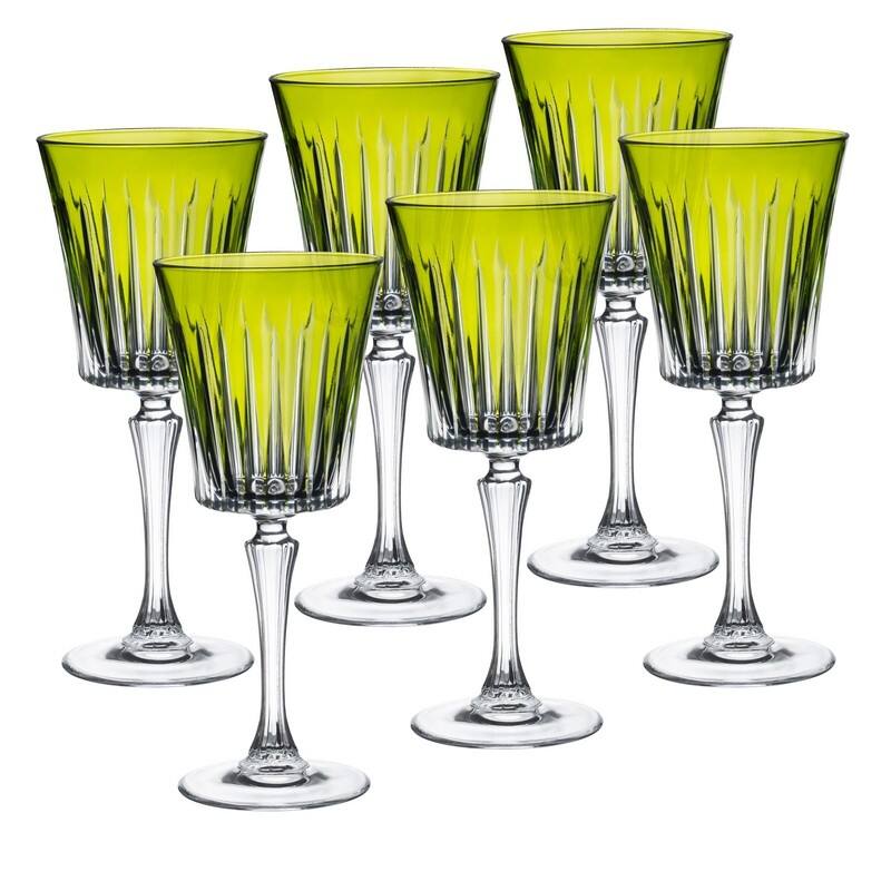 Majestic Gifts European Glass Water / Wine Goblet-Green-Set/6 - 10 Oz.