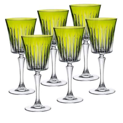 Majestic Gifts European Glass Water / Wine Goblet-Green-Set/6 - 10 Oz.