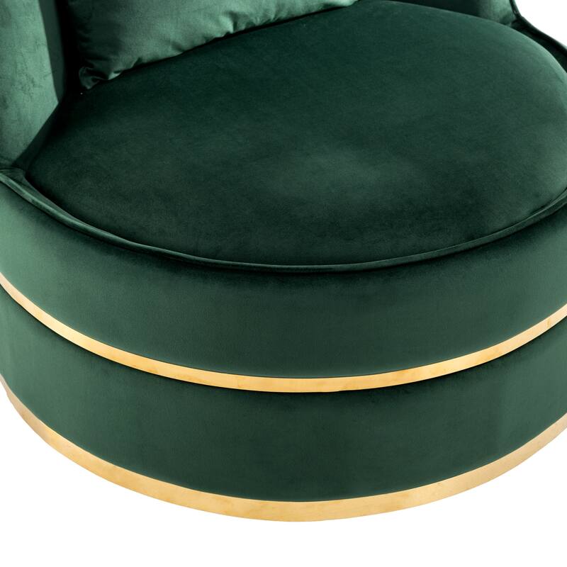 Swivel Accent Chair, Indoor Armchair with Pillow, Modern Velvet Upholstered Barrel Chair with Backrest for Living Room