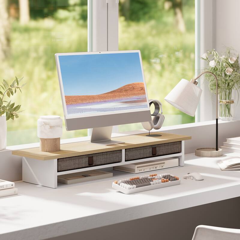 Fenge Dual Monitor Stand, 2 Tiers Monitor Riser for Desk