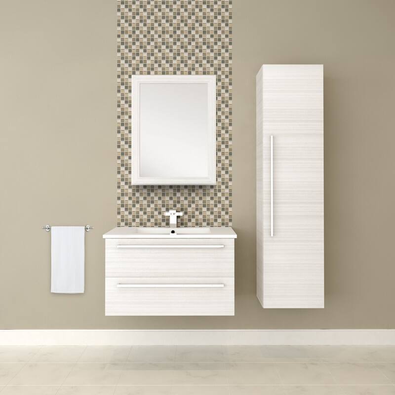 Silhouette Collection 30" Wall Mount Cultured Marble Bathroom Vanity with Sink and Drawers