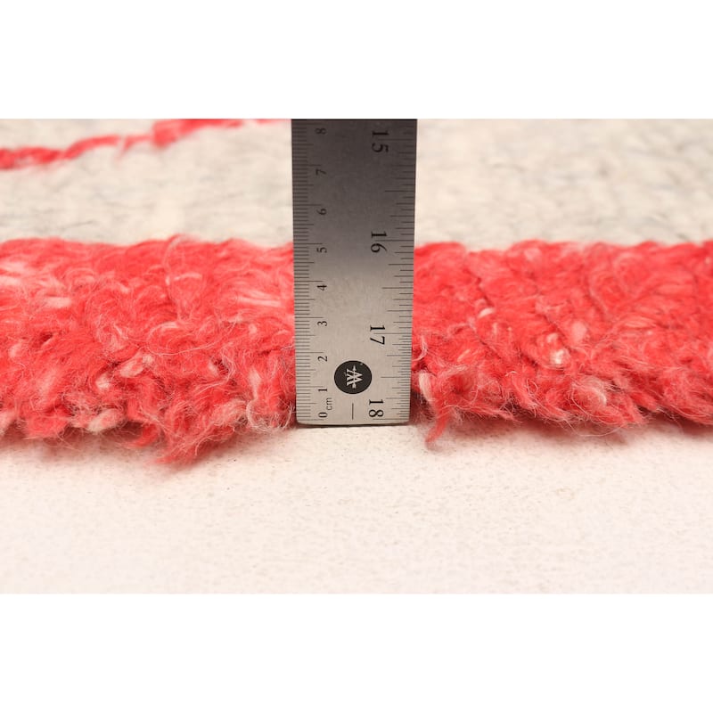 ECARPETGALLERY Hand-knotted Tangier Light Grey, Red Wool Rug - 8'1 x 9'8