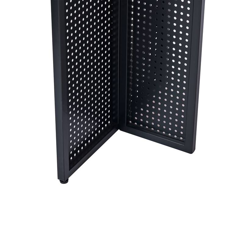 Rectangular Tempered Glass Dining Table for 6, Featuring a Marble-Patterned Design with black Hollow-Out Metal Legs