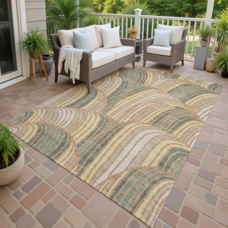 Machine Washable Indoor/ Outdoor Modern Parsons Chantille Rug - Copper - 5' x 7'6"
