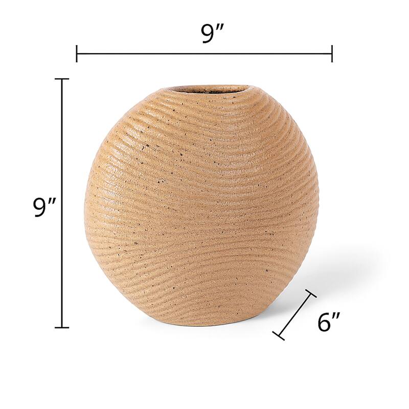 Aria Home Tan Speckled Ceramic Vase Modern Decorative Home Accent