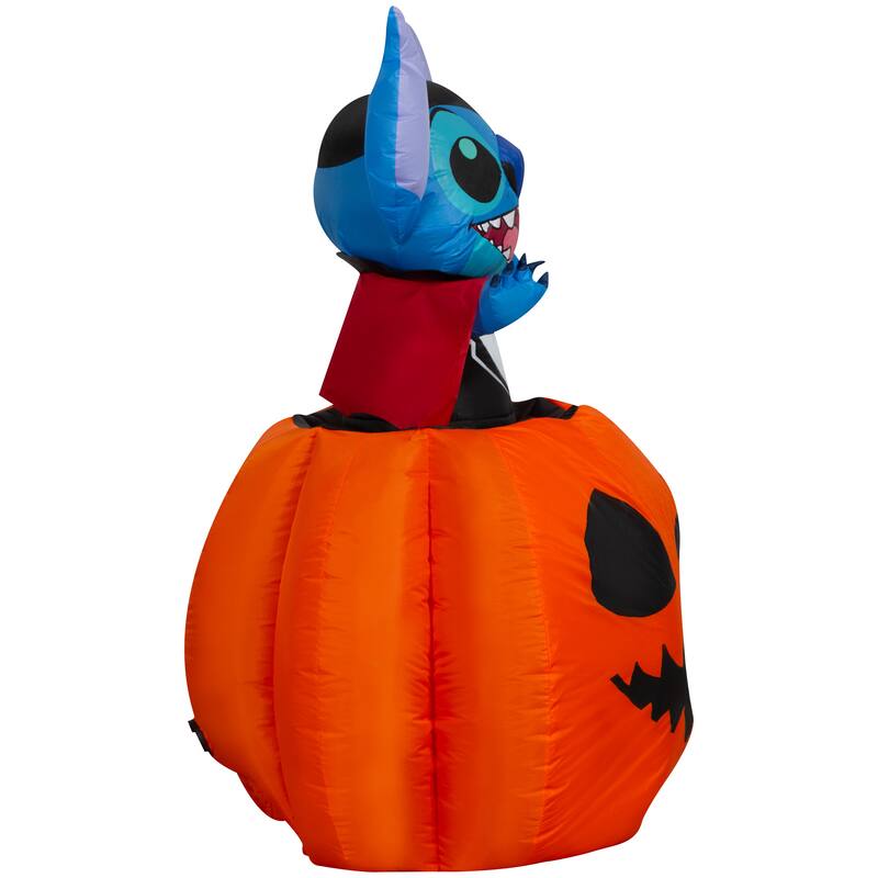 Animated Airblown-Vampire Stitch Popping Out of Pumpkin-Disney