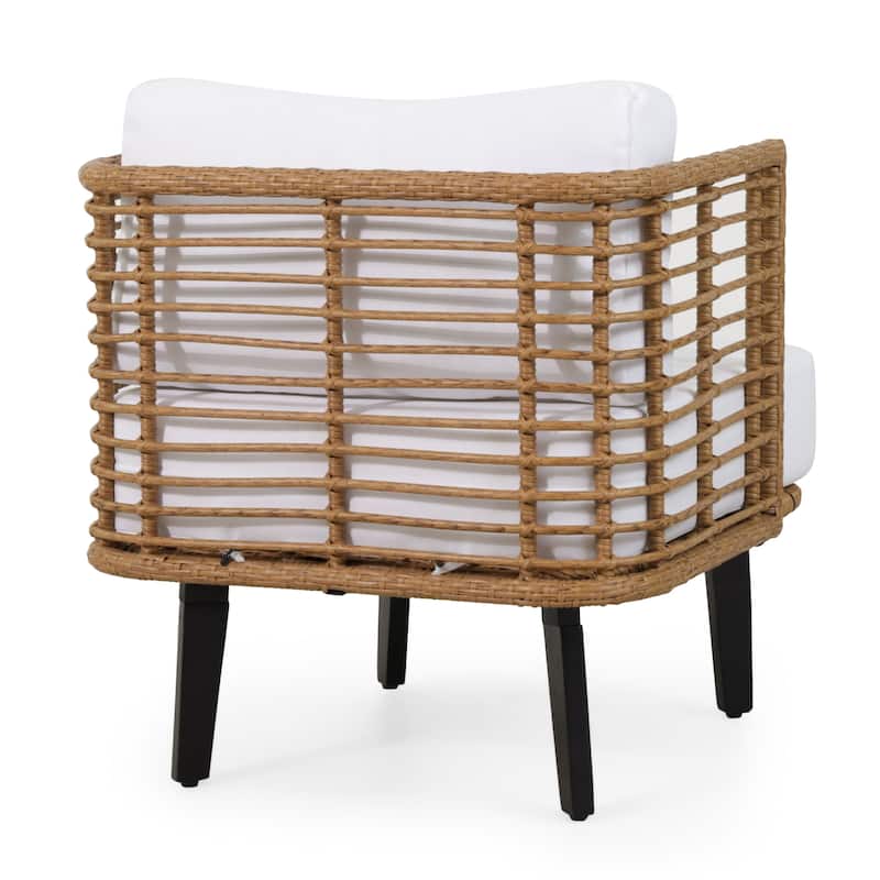 Nic Outdoor Cushioned Wicker Club Chair by Christopher Knight Home - 26.00" L x 28.00" W x 29.50" H