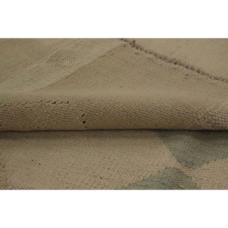 Hand Woven Oriental 100% Wool Carpet Southwestern Tribal Beige & Ivories Kilim Area Rug - 6' 5'' X 4' 7''