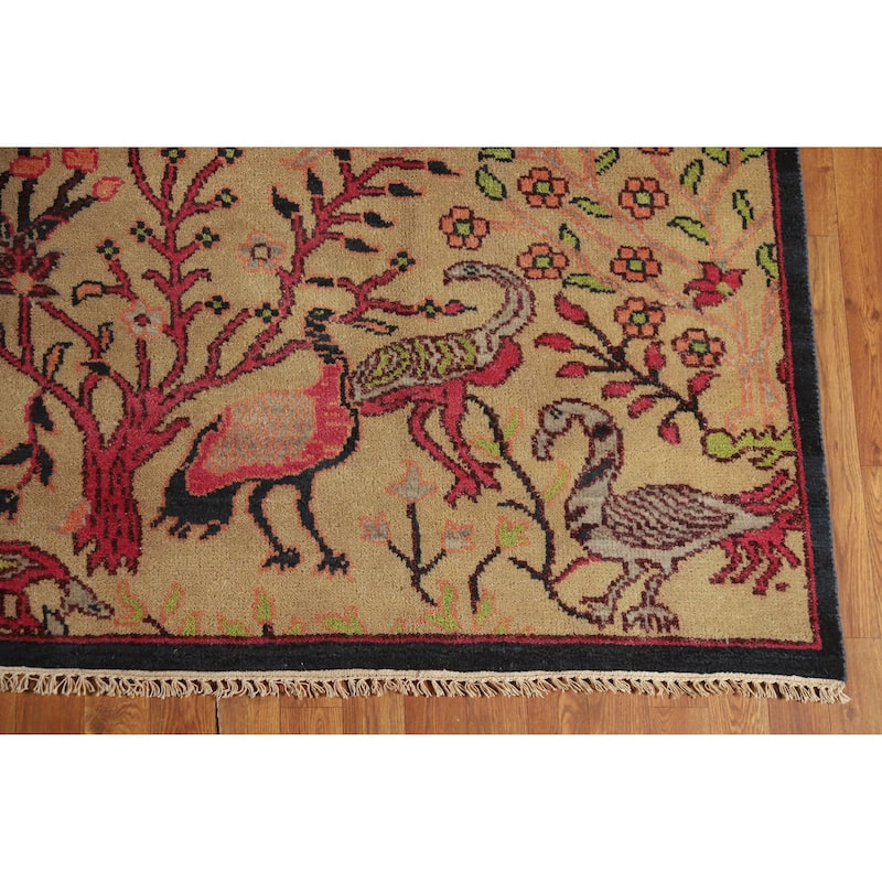 Hand Knotted Oriental 100% Wool Carpet Traditional All-Over Brown Ziegler Area Rug - 12' 2'' X 8' 8''