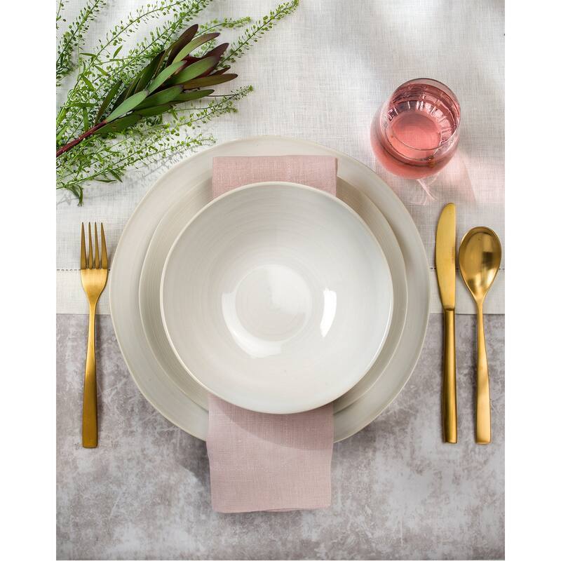 Euro Ceramica Neree 20 Piece Reactive Glaze Stoneware Dinnerware Set - Ivory