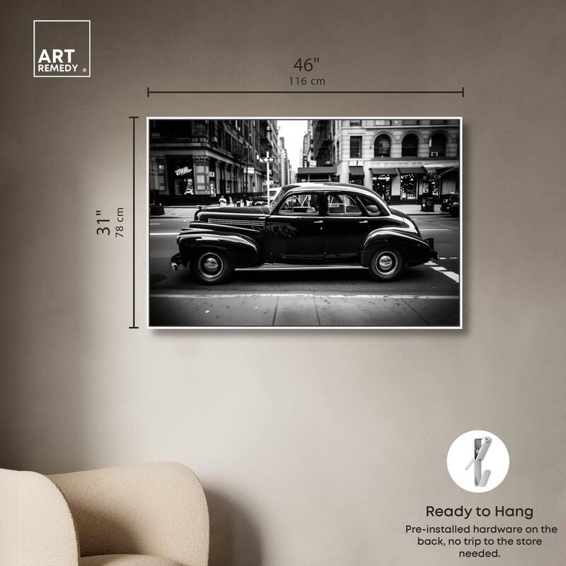 Vintage Car in New York Canvas by Art Remedy