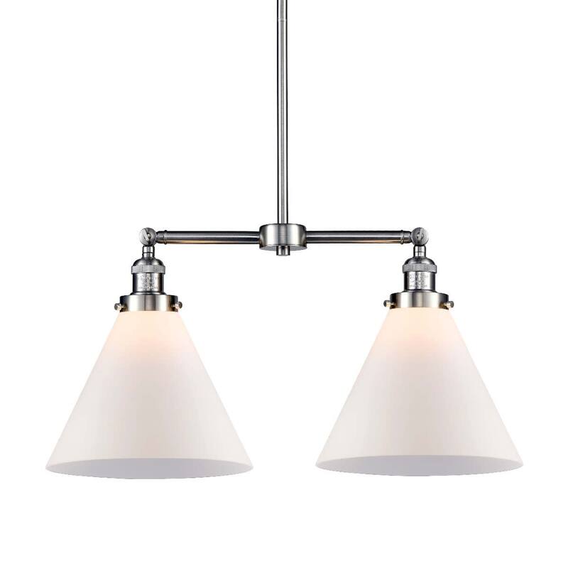Innovations Lighting X-Large Cone 2 Light 21" Wide Linear Chandelier - Brushed Satin Nickel / Matte White Cased