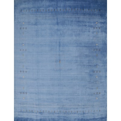 Hand Knotted Oriental 100% Wool Carpet Tribal Animal Pictorial Navy Blue & Blues Gabbeh Area Rug - 9' 8'' X 10' 1''