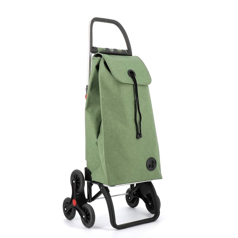 Rolser I-Max Tweed 6 Wheels Stair Climbers Foldable Shopping Trolley - 19.09 in. W x 42.32 in. H x 15.16 in. D - Green