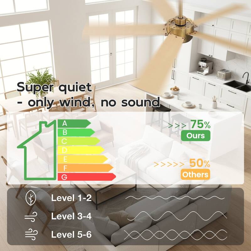 MLiAN 54 In. 5 Blades Indoor LED Ceiling Fan with Remote Control - 54"