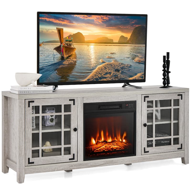 Costway 58 Inches Fireplace TV Stand for TVs up to 65 Inches with - 58'' x 16'' x 25''
