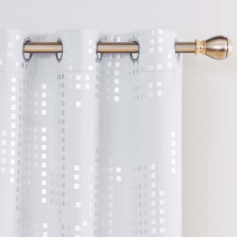 Room Darkening Silver Foil Pattern Grommet Curtains 2 Panels
