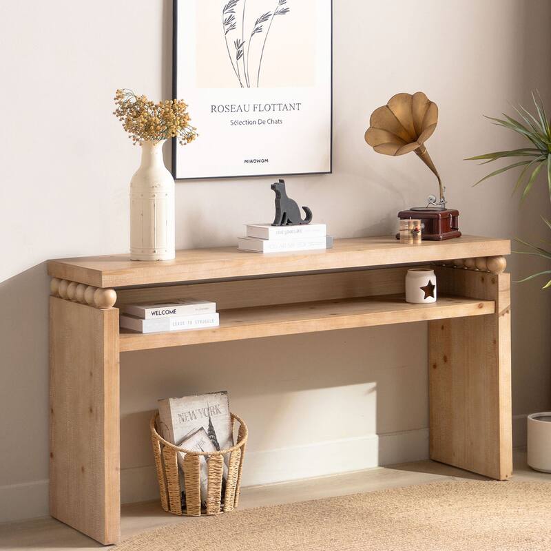 59in Console Table, Modern Rustic Console Table, Narrow Entryway Table, Hallway Table With Storage, Entry Table With Open Shelf