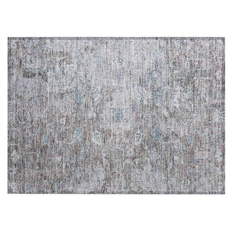 Machine Washable Indoor/ Outdoor Chantille Distressed Traditional Rug