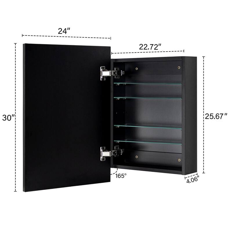 TEHOME Velin Recessed and Surface Mount Bathroom Medicine Cabinet with Mirror Square Cornered Metal Framed Rounded Rectangle