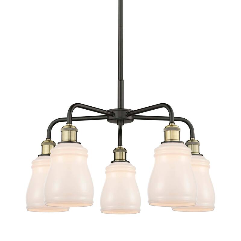 Innovations Lighting 516-5CR-15-23 Ellery Chandelier Ellery 5 Light - Black Antique Brass / White