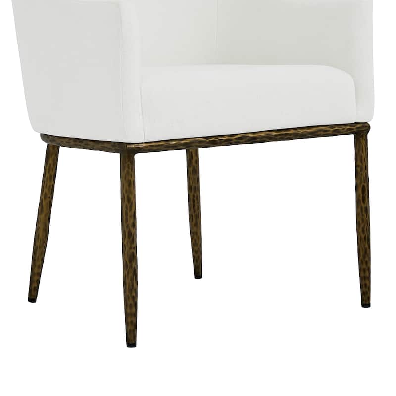 Christopher Knight Home - Ameson Artisan Upholstered Dining Chairs Set with Amrest, Hammered Metal Legs & Padded Seat