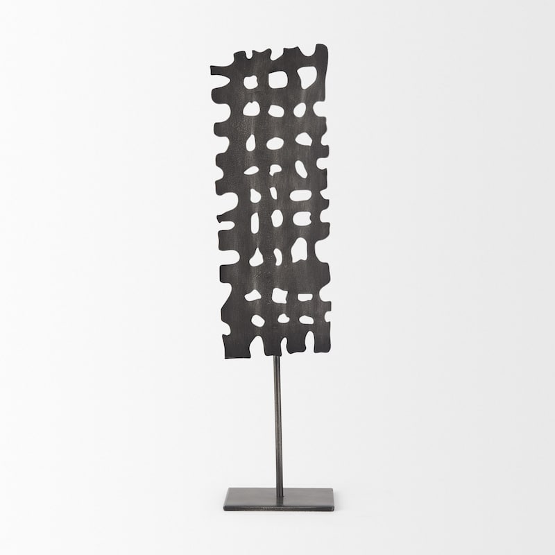 HomeRoots 21" Gray Metal Tabletop Sculpture - 3" W x 5" D x 21" H