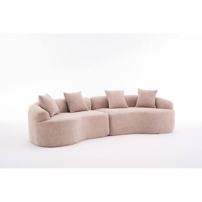 Curved Loveseat White Full Compression Sponge Sofa