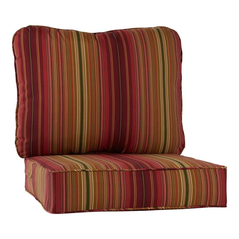 Outdoor 2-Piece Reversible Deep Seat Cushion Set (Cushions Only) - Kinnabari Stripe