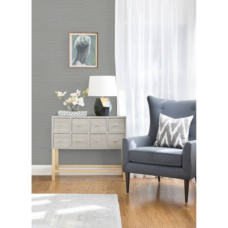 A-Street Prints Kira Periwinkle Hemp Grasscloth Wallpaper