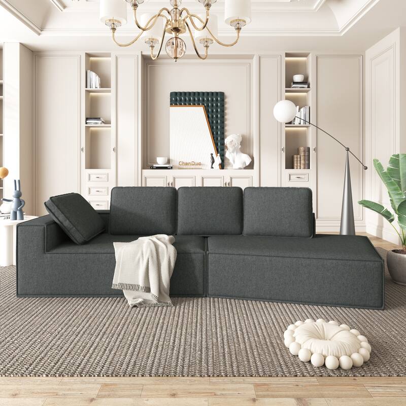 125" Stylish 4-Seater Chaise Lounge Sofa, Modern Indoor Sleeper for Cozy Living Room Relaxation