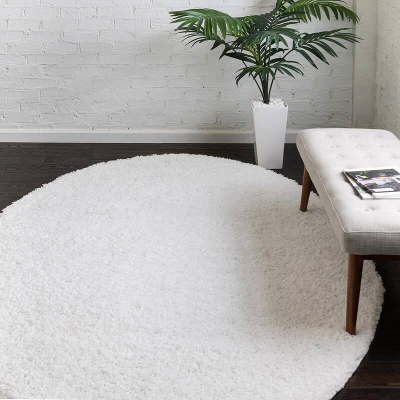 Shag Zester Collection Area Rug - Snow White - 6' Round