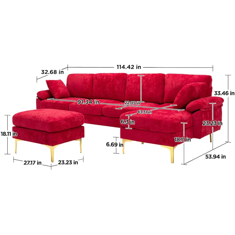 Kata 115" Sectional Sofa with Ottman