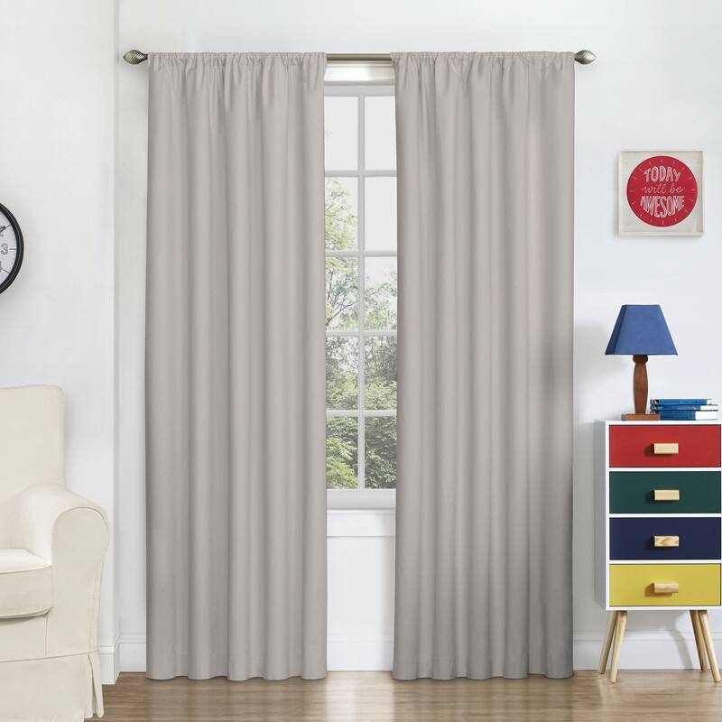 Eclipse My Scene Thermaback Blackout Macklin Curtain Panel - 63 Inches - Grey