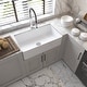 preview thumbnail 1 of 11, Fireclay Single Bowl Farmhouse Apron Kitchen Sink with Sink Grid and Drain 30"