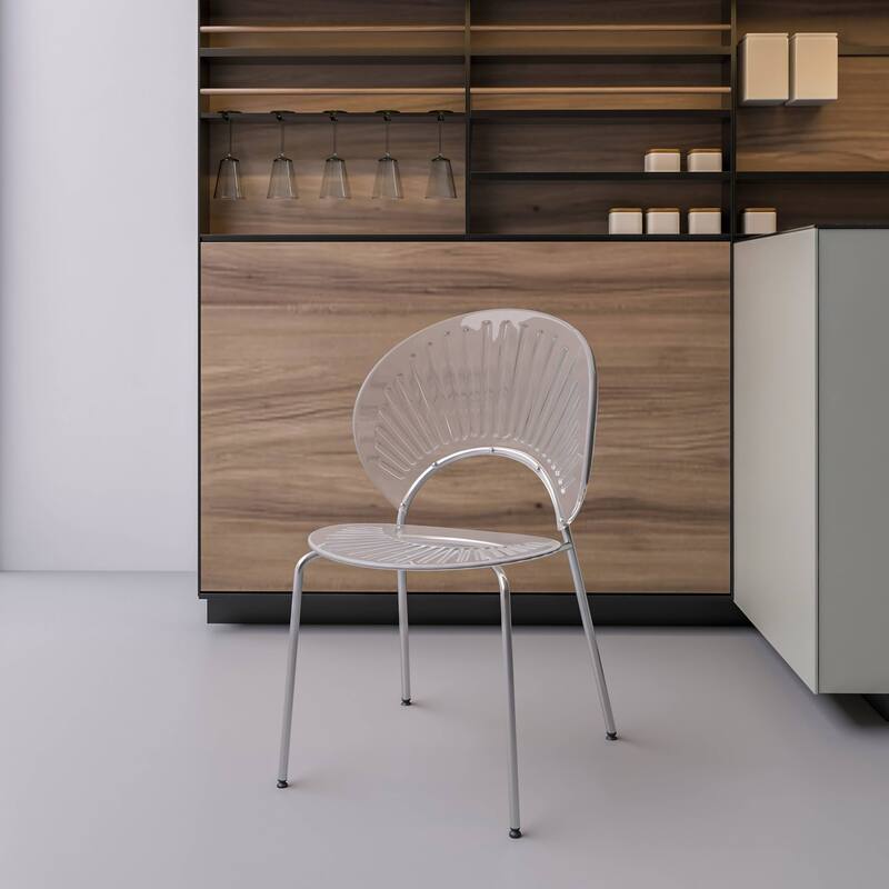 Opulent Plastic Dining Side Chair With Chrome Base Set of 4