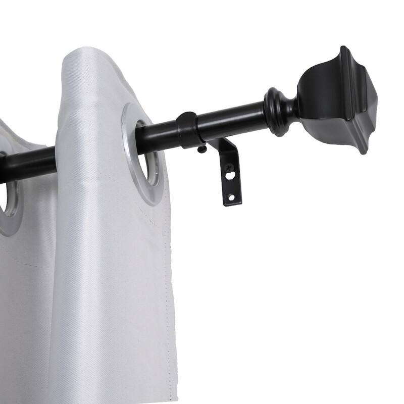 UTOPIA ALLEY Wall Mounted 3/4 Inch Curtain Rod, Single Decorative Drapery Rod, Adjustable Curtain rods for Windows - 48-86 - Black
