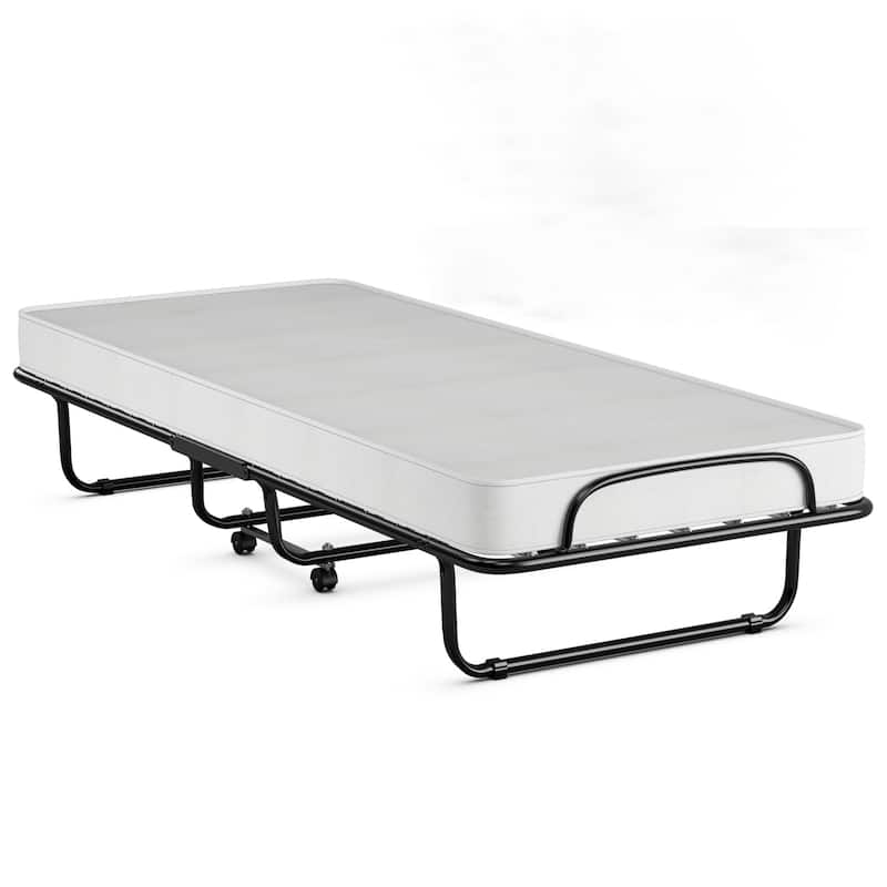 Rollaway Folding Bed with Memory Foam Mattress and Sturdy Metal Frame