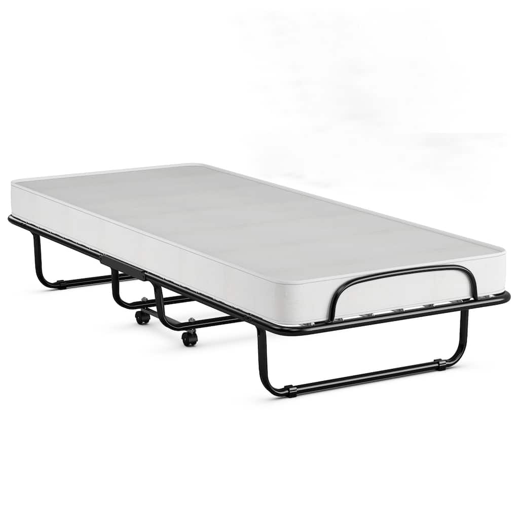 Rollaway Folding Bed with Memory Foam Mattress and Sturdy Metal Frame