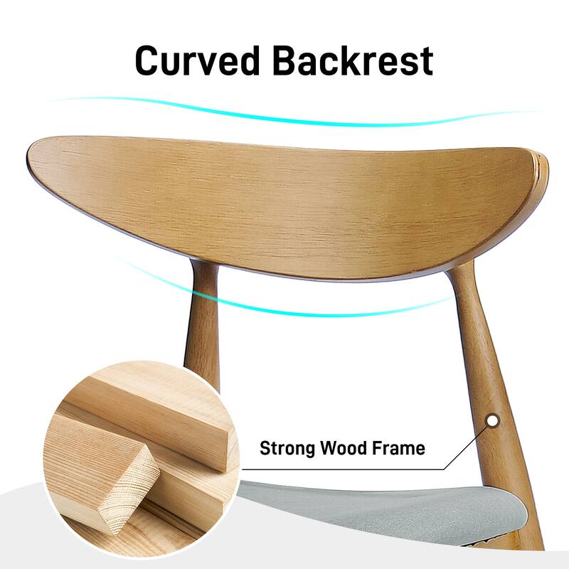 Set of 2 Retro Rubberwood Chairs with Ergonomic Back & Plush Cushions