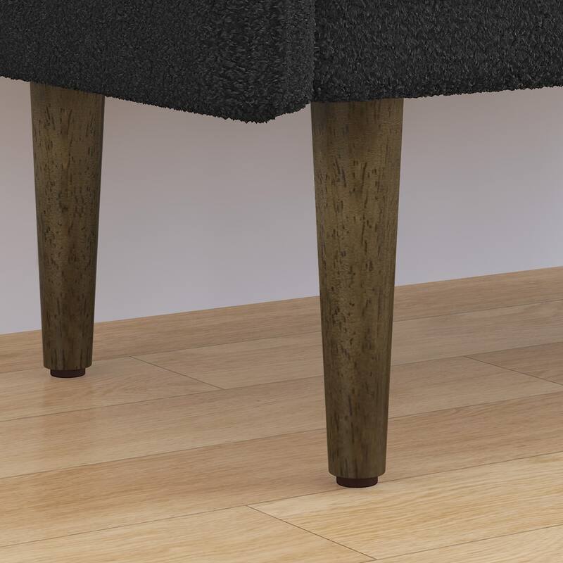 Teddy velvet storage stool, ,with storage space, suitable for apartments, living rooms and bedrooms-BLACK(45.98"*16.75"*21.75")