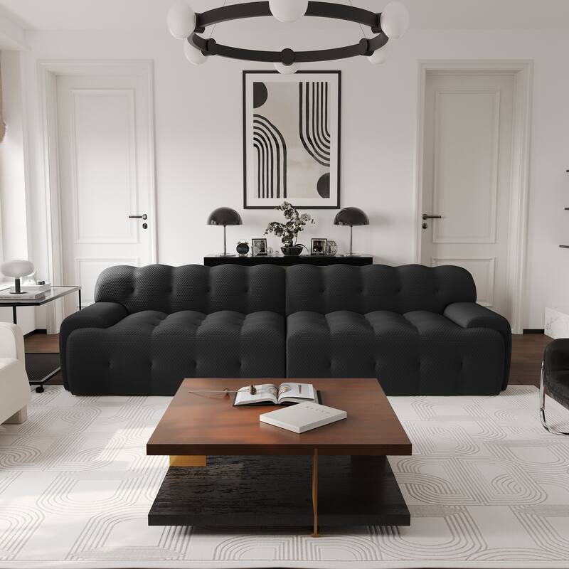 102.4" Oversize Loveseat 3D Mesh Fabric Sectional Sofa Modern Comfy Modular Floor Couch