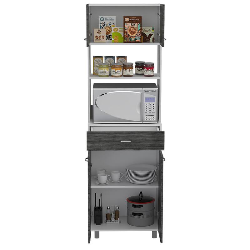 Microwave Cabinet Madison, Kitchen, White / Smokey Oak,High quality and durable