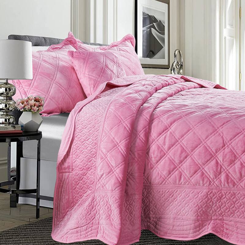 Serenta Supersoft Microplush Quilted 4 Pieces Bedspread Coverlet Set