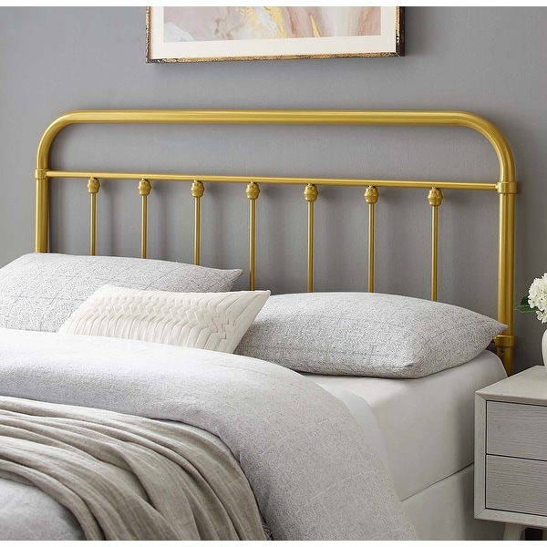 Gold metal sales queen headboard