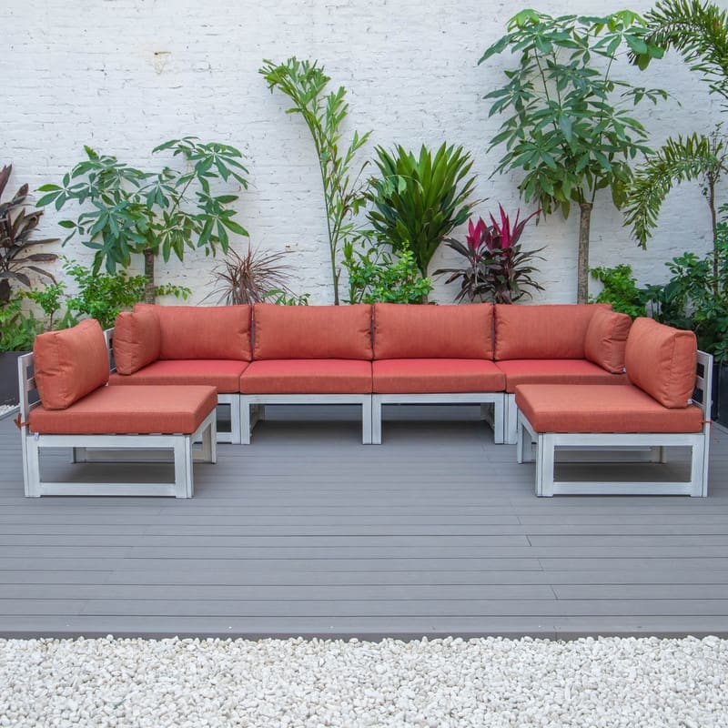 Chelsea 6-Piece Modern Aluminum Outdoor Sectional Set - Rust-Proof & UV Resistant Modular Patio Sofa with All-Weather Cushions