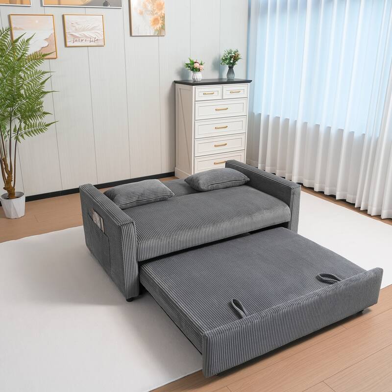Versatile 3-in-1 Convertible Sofa Bed with Adjustable Backrest and Pillows